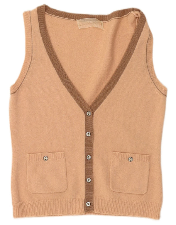 SCHUMACHER Suéter tipo cárdigan sin mangas para mujer UK 40 Lana rosa grande