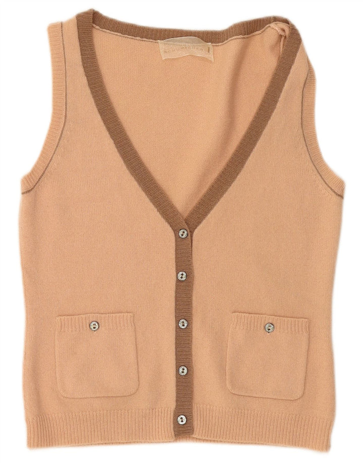 SCHUMACHER Suéter tipo cárdigan sin mangas para mujer UK 40 Lana rosa grande