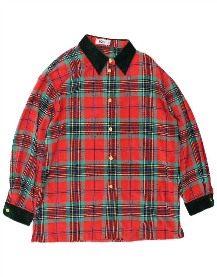 Camisa Holgada Bianca Mujer IT 42 Poliéster Cuadros Rojos Medianos