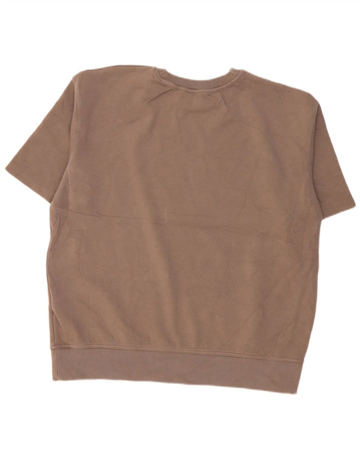 Zara Mujer Sudadera De Manga Corta De Gran Tamaño Jersey UK 44 Medium Beige