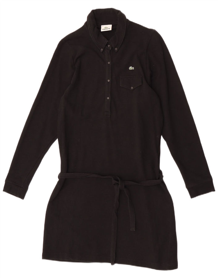 Vestido polo de manga larga para mujer Lacoste Talla 40 Algodón negro mediano