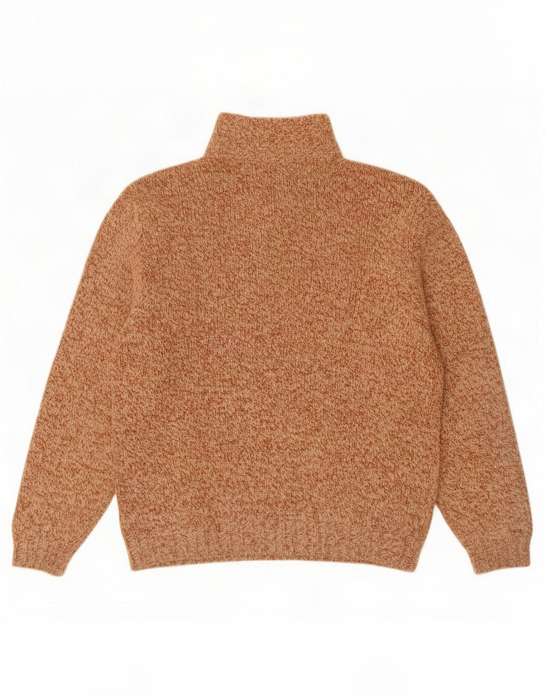Vintage hombres botón cuello jumper suéter grande marrón moteado lana