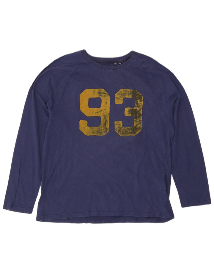 Superdry Top gráfico de manga larga para hombre 2XL Algodón azul marino