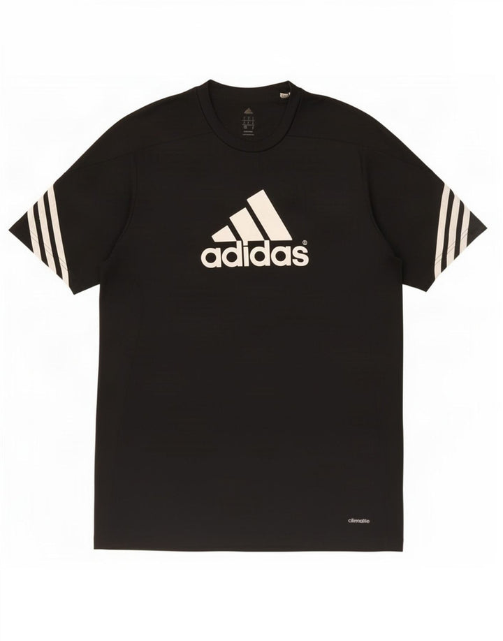 Adidas Mens Climalite Graphic Camiseta Top Medio Negro Poliéster