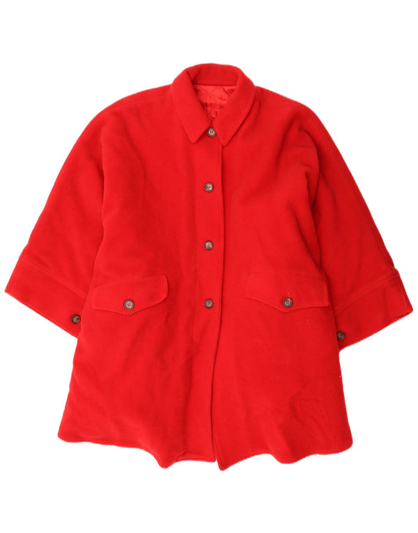 Vintage Niñas Poncho Abrigo 11-12 Años Lana Roja