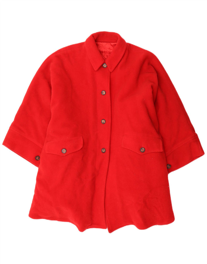 Vintage Niñas Poncho Abrigo 11-12 Años Lana Roja