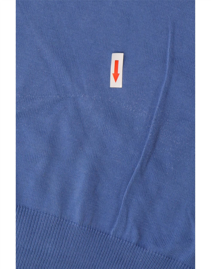 TRUSSARDI Jersey con cuello en V para hombre, talla grande, algodón azul