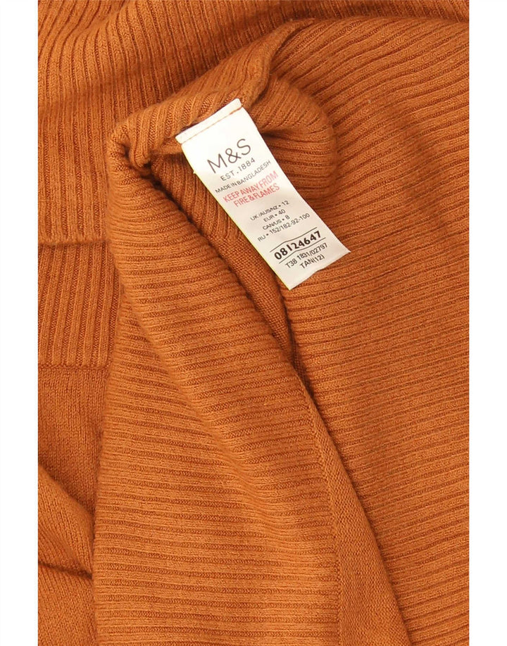 Marks & Spencer Suéter largo con cuello vuelto para mujer UK 42 Marrón medio