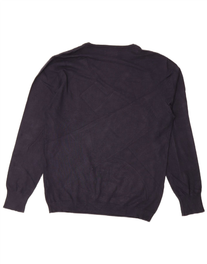 Zara Hombre Jersey Con Cuello De Pico Large Viscosa Azul Marino