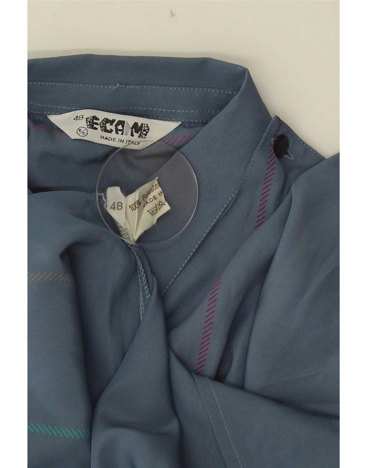 Vintage mujer pullover camisa IT 48 XL poliéster a rayas azules