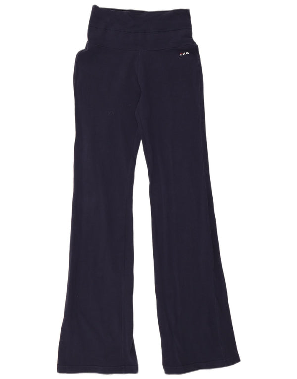 Fila Mujer Flare Chándal Pantalones UK 10 Small Azul Marino Algodón