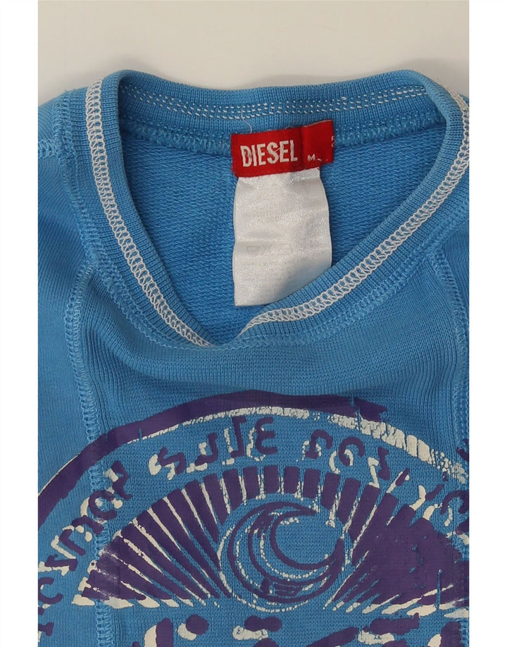 Diesel Top gráfico para mujer de manga larga UK 44 Algodón azul medio
