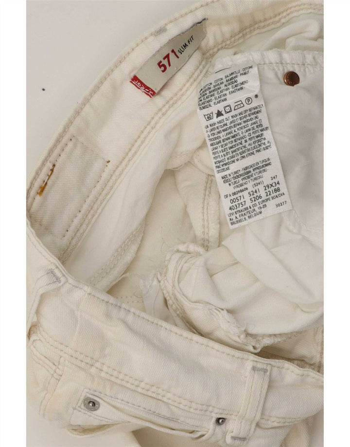 Levi's Mujer 571 Slim Jeans W29 L29 Algodón Blanco