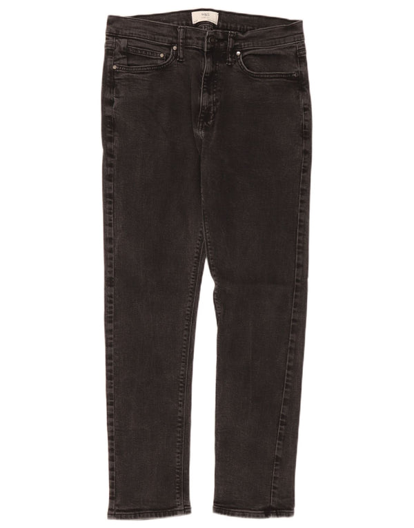 Marks & Spencer Vaqueros ajustados para hombre W32 L31 Algodón negro