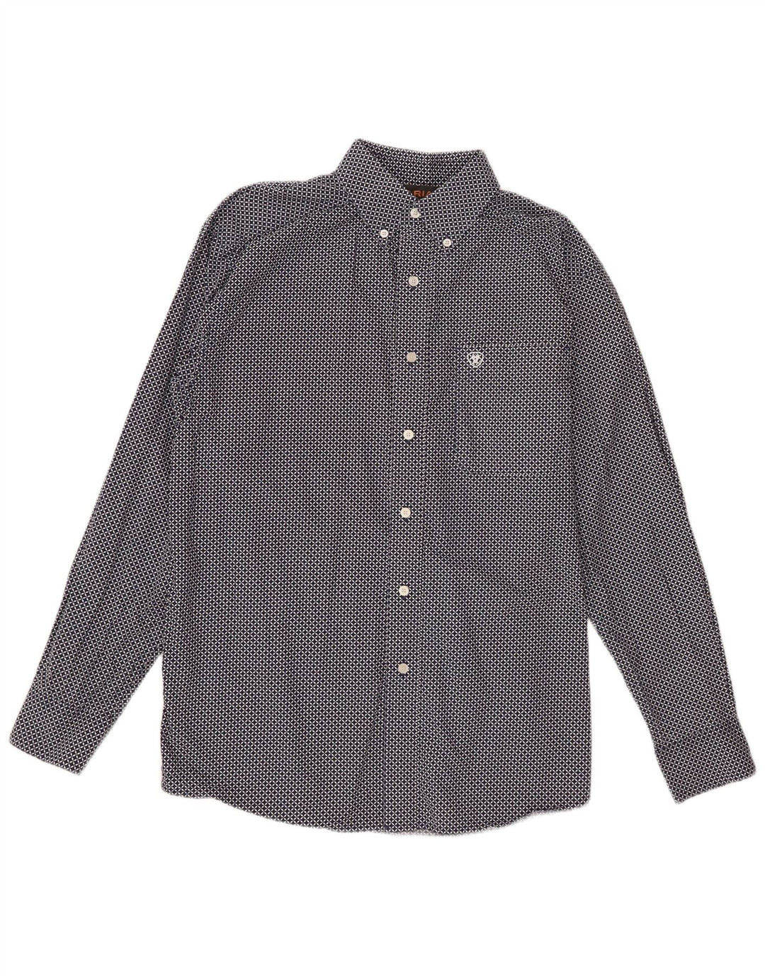 Camisa Ariat Hombre Algodón Geométrico Azul Marino Medio