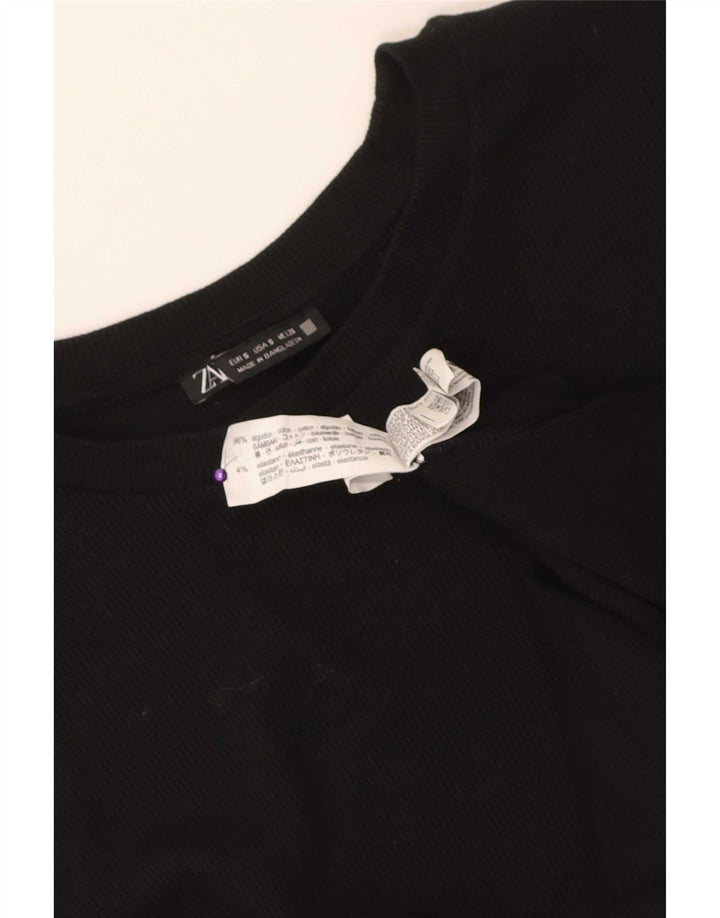 Zara Mujer Chaleco Top Reino Unido 10 Pequeño Algodón Negro