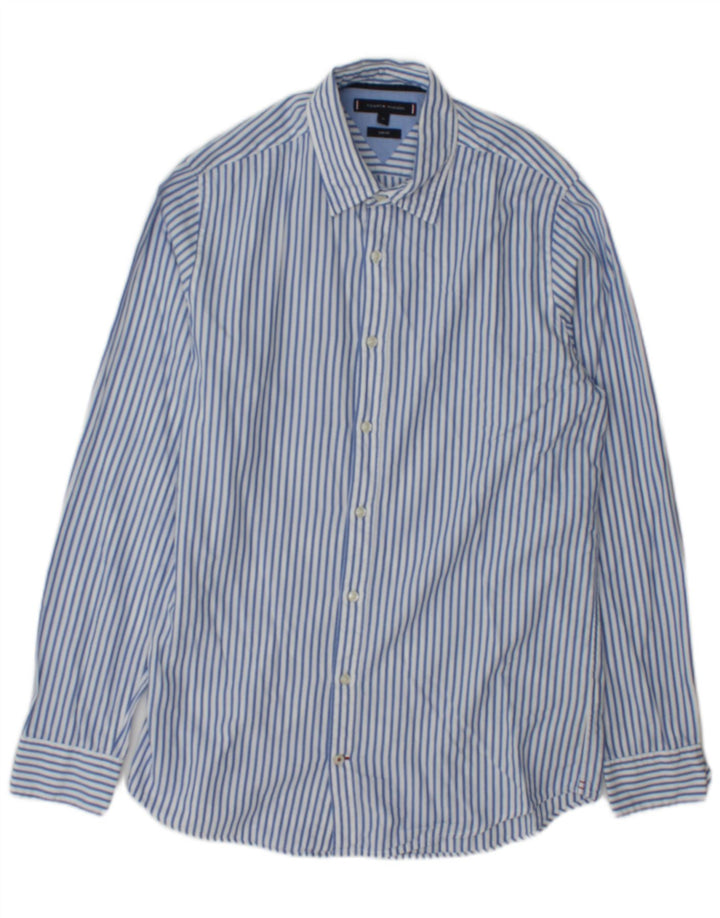Camisa Tommy Hilfiger Hombre Slim Fit De Algodón A Rayas Azul Medio