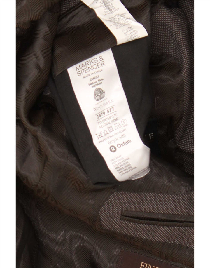 Marks & Spencer Chaqueta tipo blazer de 2 botones para hombre UK 40 Lana moteada marrón medio