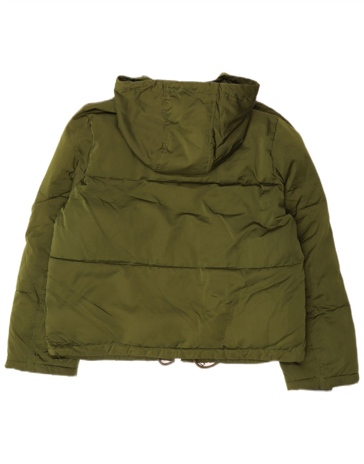 Topshop Chaqueta acolchada con capucha para mujer UK 12 Poliéster verde medio