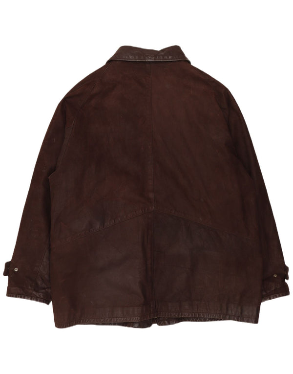 VINTAGE Chaqueta de cuero para hombre Reino Unido 42 XL Cuero marrón