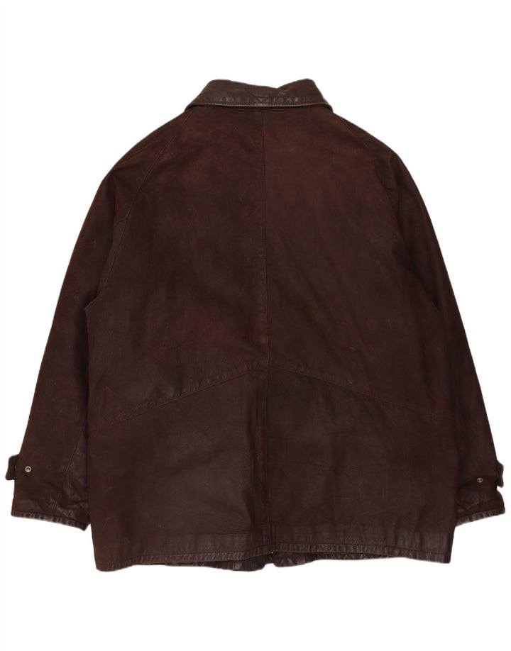 VINTAGE Chaqueta de cuero para hombre Reino Unido 42 XL Cuero marrón