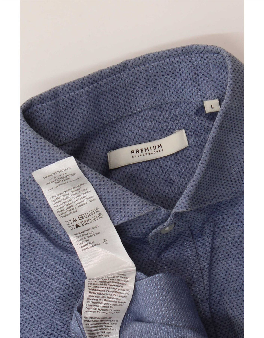 Camisa Jack & Jones Hombre Large Algodón Moteado Azul