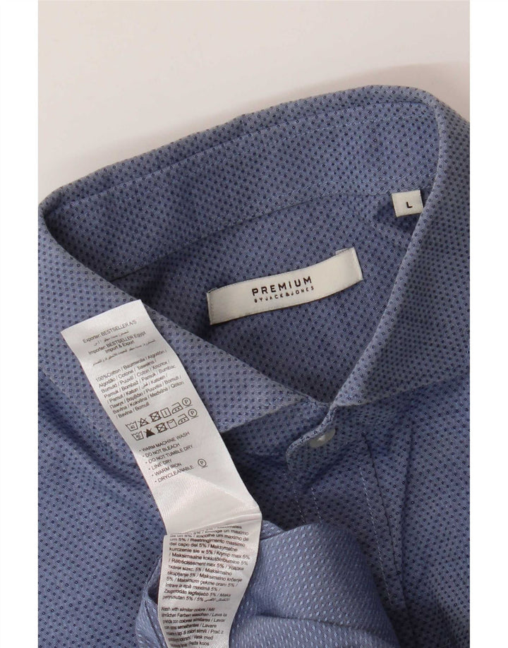 Camisa Jack & Jones Hombre Large Algodón Moteado Azul