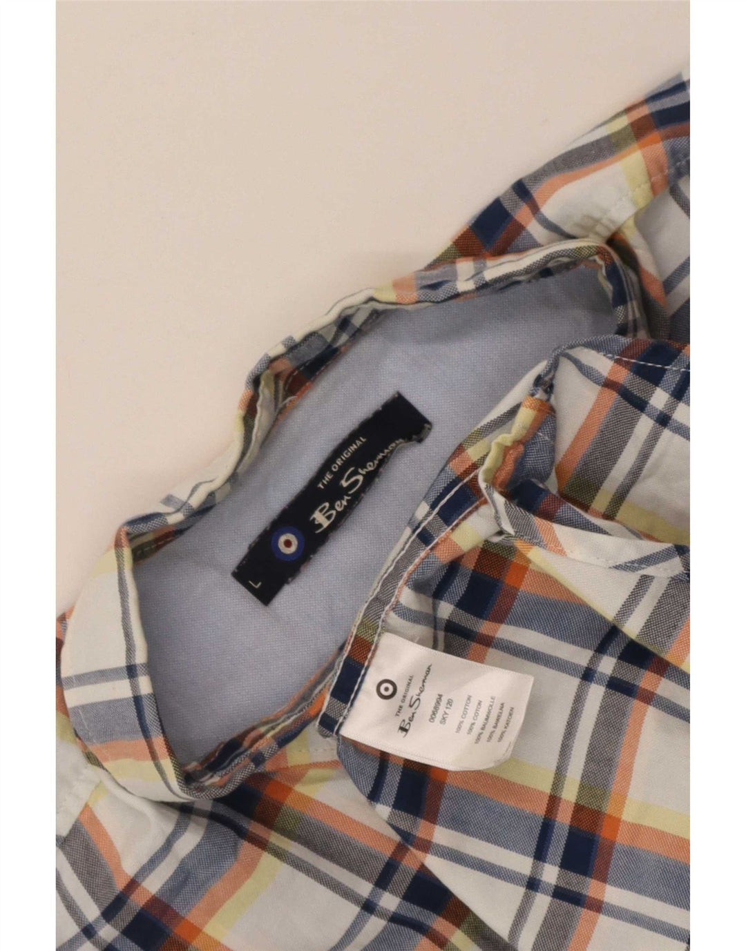 Ben Sherman Camisa de manga corta para hombre de algodón a cuadros azul grande
