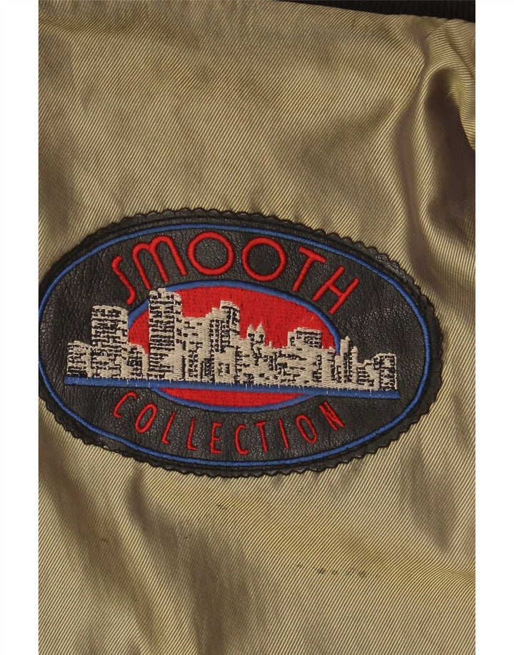 Vintage hombres bombardero chaqueta de cuero Reino Unido 38 medio negro