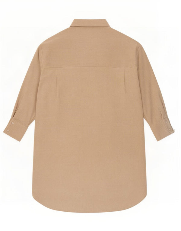 Zara Vestido camisero de pana extragrande para mujer UK 46 Poliéster beige grande