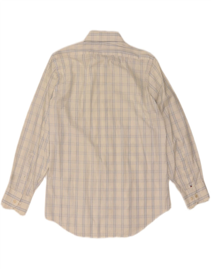 TOMMY HILFIGER Camisa ajustada para hombre Talla 38 15 Mediana Cuadros blancos
