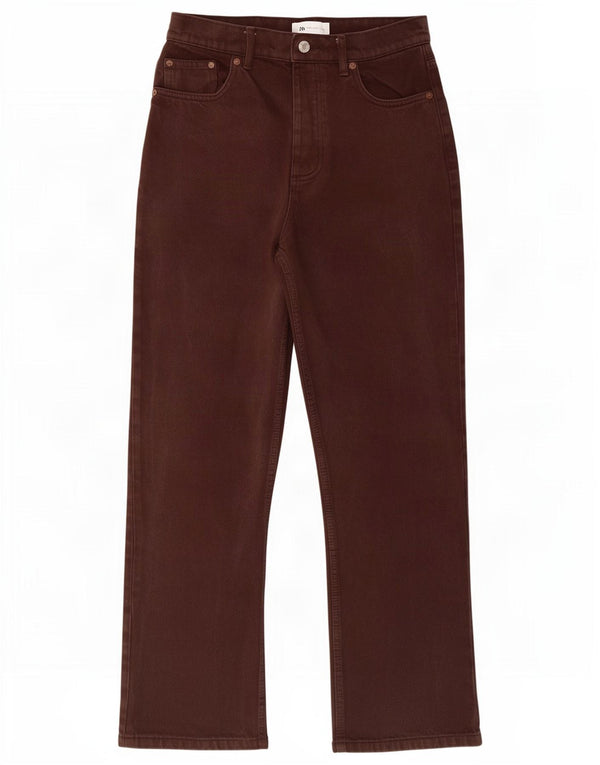 Zara Jeans Rectos Mujer EU 38 Small W28 L27 Algodón Marrón
