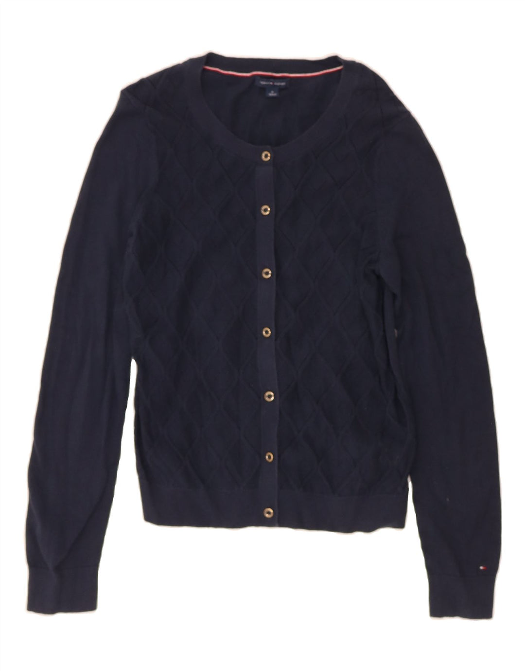 TOMMY HILFIGER Womens Cardigan Sweater UK 12 Medium Navy Blue Vintage Tommy Hilfiger and Second-Hand Tommy Hilfiger from Messina Hembry 