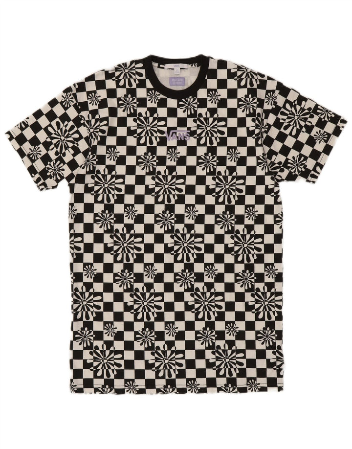 VANS Vestido estilo camiseta extragrande para mujer UK 2 2XS Algodón geométrico negro
