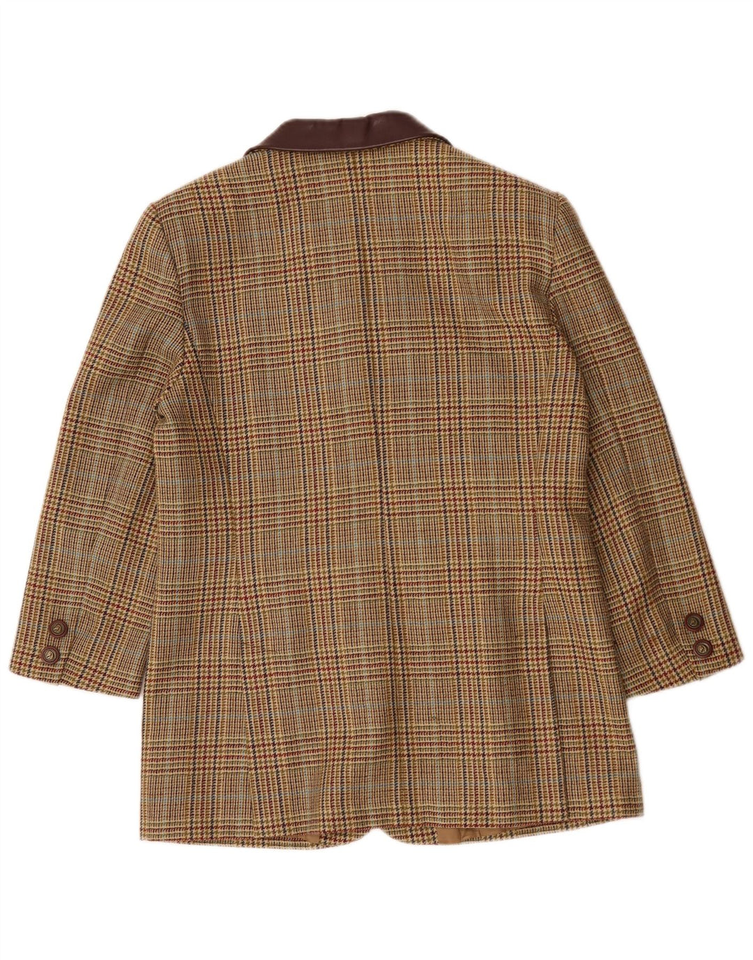 Luisa Spagnoli Chaqueta tipo blazer de 3 botones para mujer IT 46 Large Beige Houndstooth