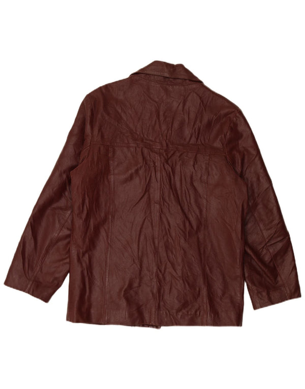 VINTAGE chaqueta blazer de cuero de 4 botones para hombre IT 50 cuero burdeos grande