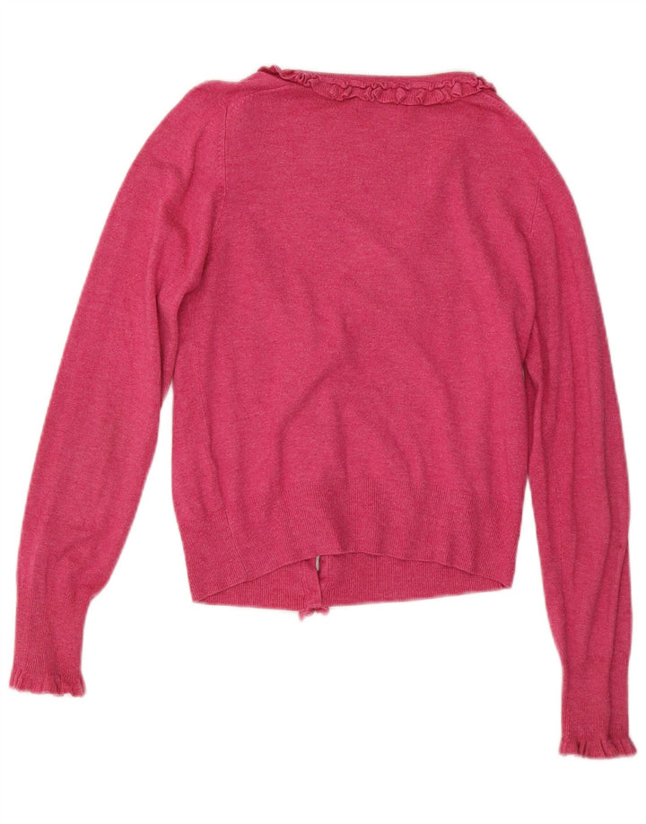 Marks & Spencer Suéter tipo cárdigan con volantes en la parte delantera para mujer UK 8 Small Pink