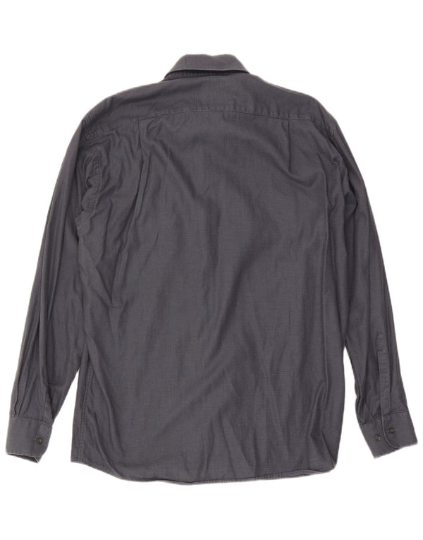 Roccobarocco Camisa para hombre Talla 40 15 3/4 Algodón a cuadros gris medio