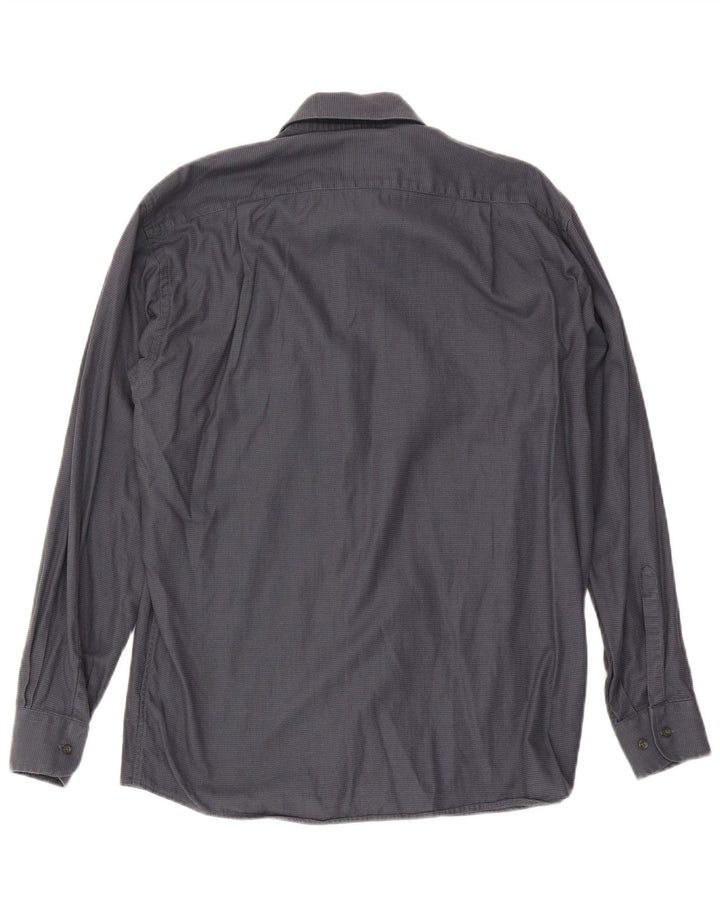 Roccobarocco Camisa para hombre Talla 40 15 3/4 Algodón a cuadros gris medio