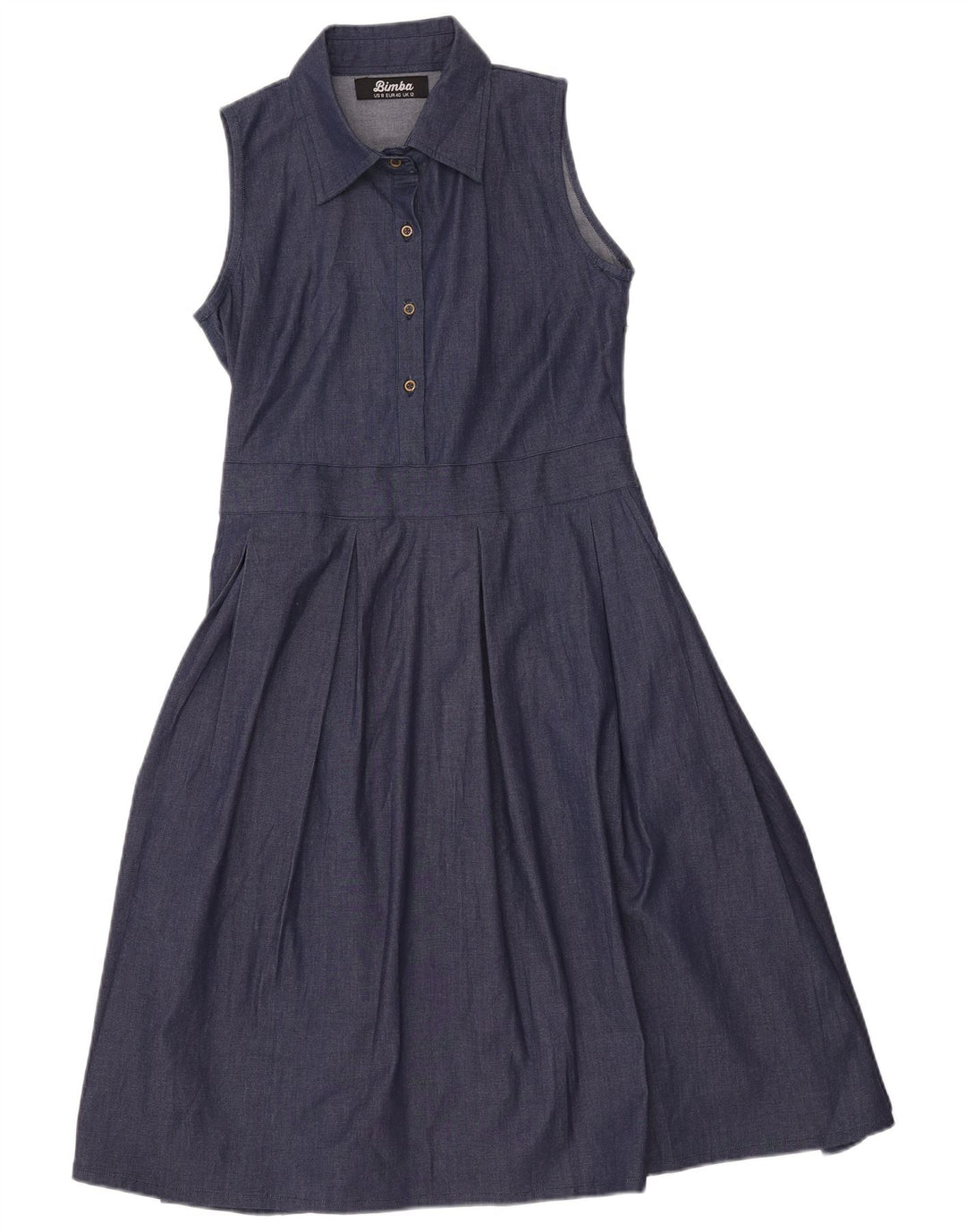 VINTAGE Vestido de mezclilla sin mangas para mujer Reino Unido 12 Azul marino medio