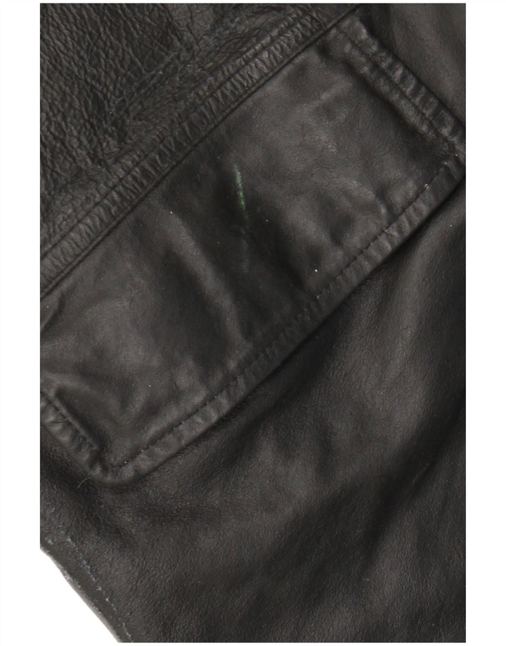 VINTAGE Chaqueta de cuero para hombre IT 54 2XL Cuero negro