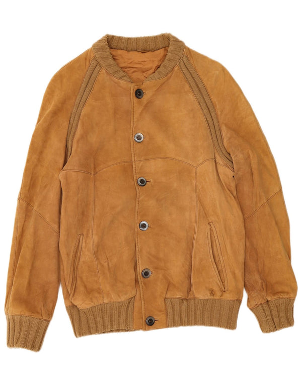 Vintage hombres ante bomber chaqueta IT 46 pequeño beige