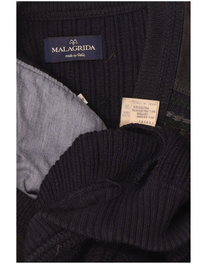Malagrida Cárdigan para hombre suéter grande azul marino