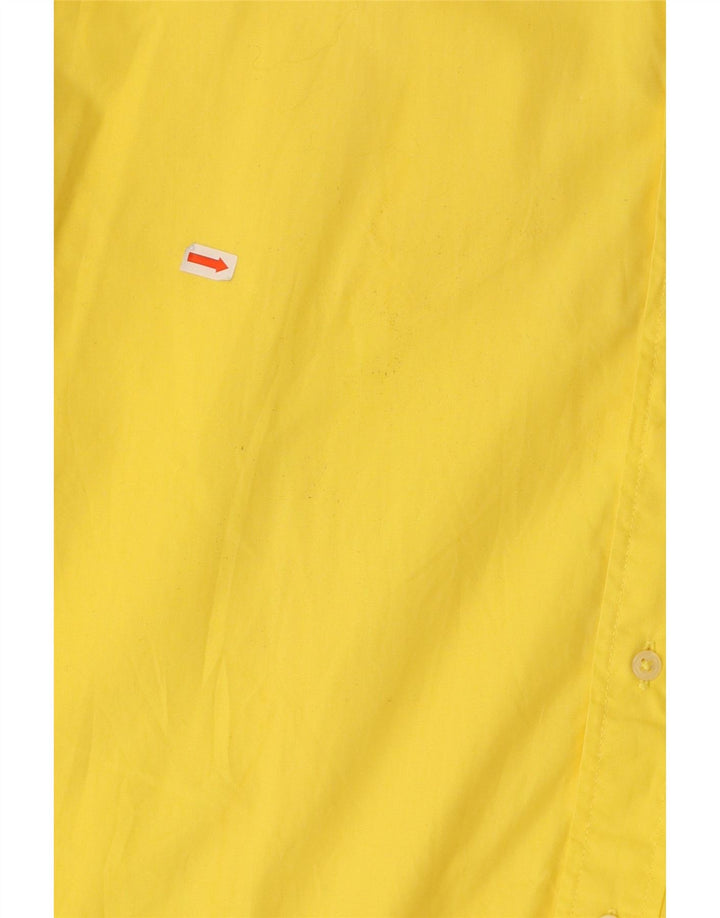 BENETTON Camisa Manga Corta Hombre XL Amarillo Algodón