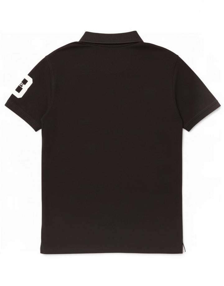 Vintage hombres gráfico polo camisa grande algodón negro