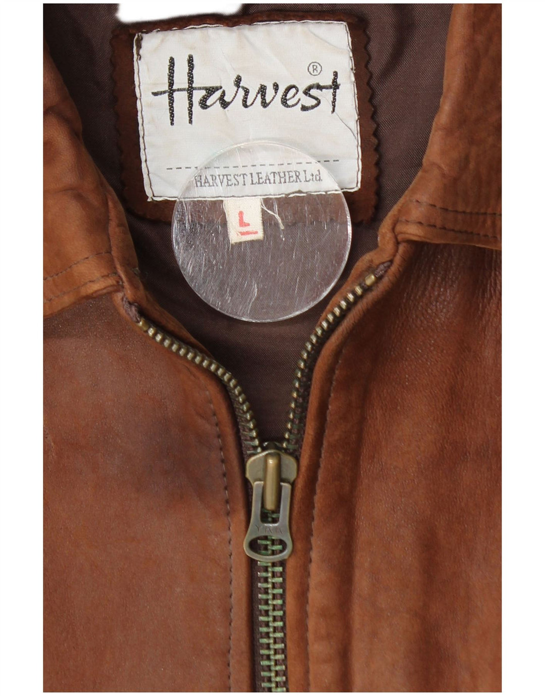 Chaqueta de cuero para hombre Harvest UK 40 Cuero marrón grande