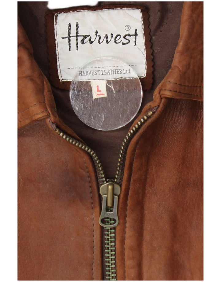 Chaqueta de cuero para hombre Harvest UK 40 Cuero marrón grande