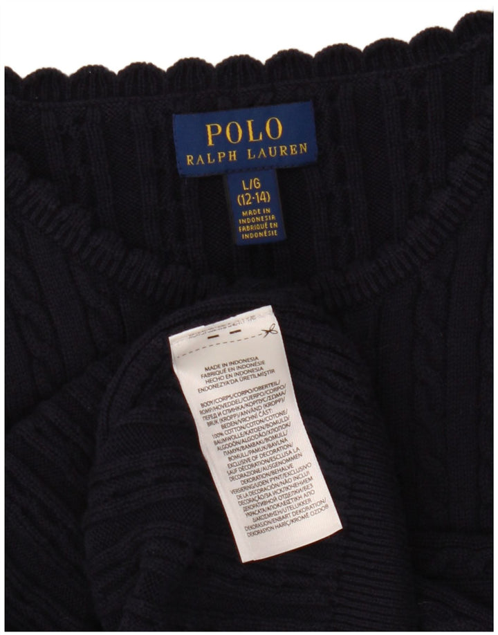 POLO RALPH LAUREN Suéter tipo cárdigan para niña 12-13 años Grande Azul marino