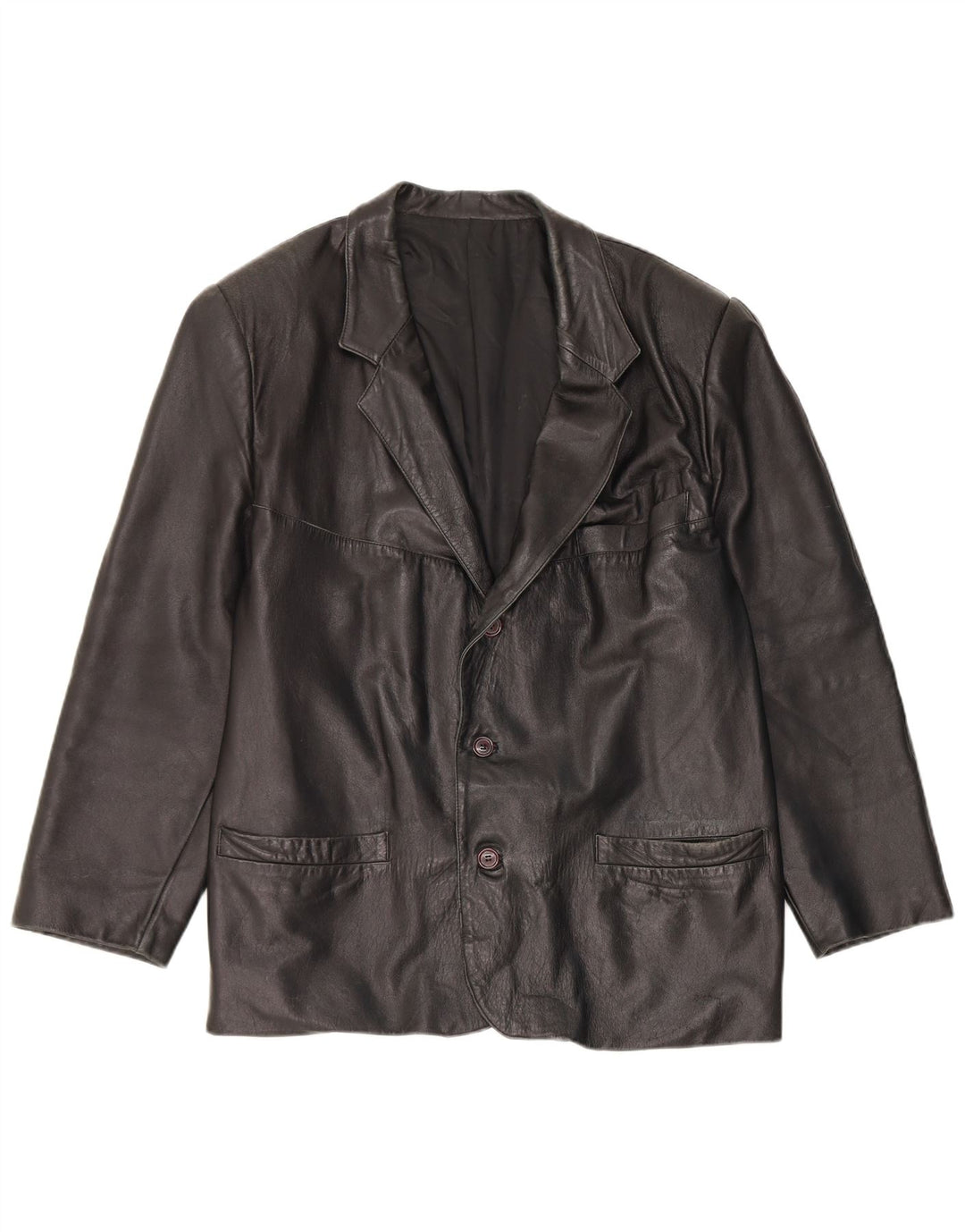 Vintage hombres 3 botones cuero Blazer chaqueta Reino Unido 40 grande negro