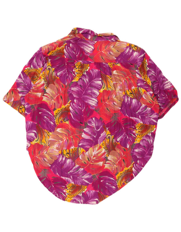 Vintage mujer camisa de manga corta Reino Unido 18 XL multicolor floral